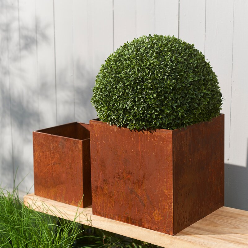 Plantkasse kube 3 stk 24/21/18 cm rust