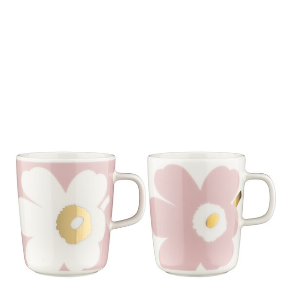 Juhla Unikko krus 25 cl 2 stk hvit/rosa/gull