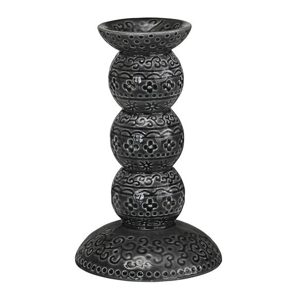 Orient antik lysestake 14 cm asfalt