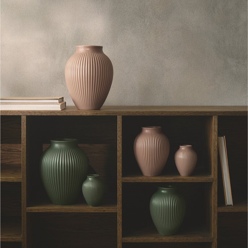 Ripple vase 20 cm matt celadon green