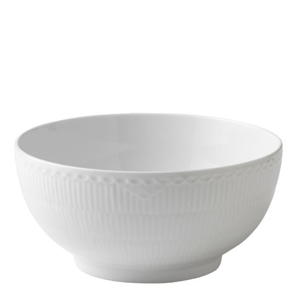 Hvit Riflet Halvblonde skål 24 cm