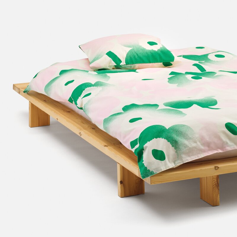 Unikko putetrekk 50x70 cm hvit/rosa/grønn