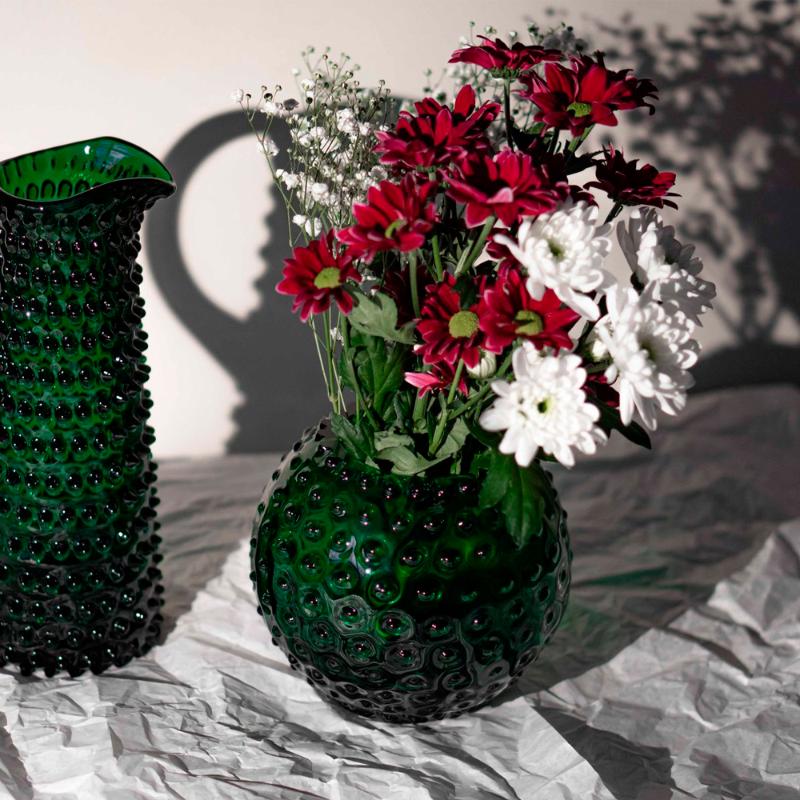 Hobnail vase 18 cm dark green