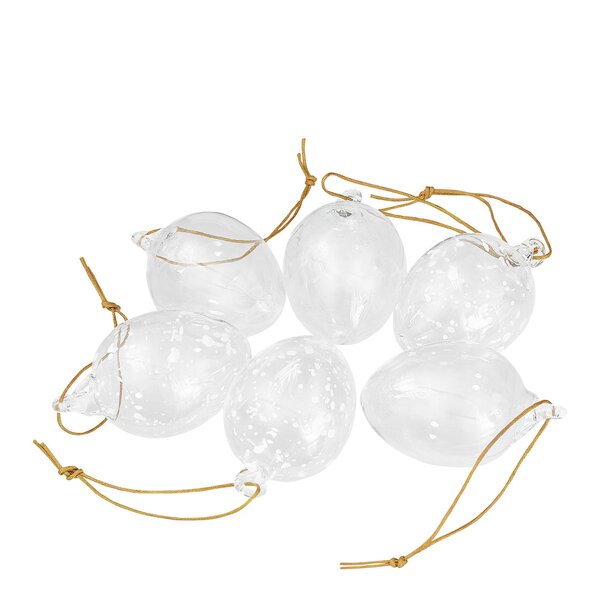 Glassegg 6 stk 6 cm klarglas/hvit