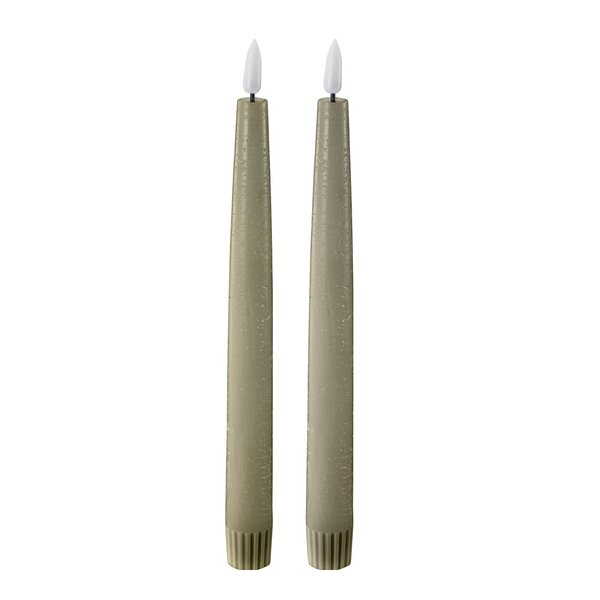 LED kronelys 2,2x22 cm 2 stk green leaf