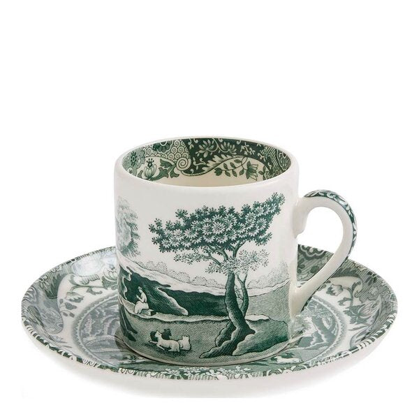 Heritage Green Italian espressokopp med skål 9cl