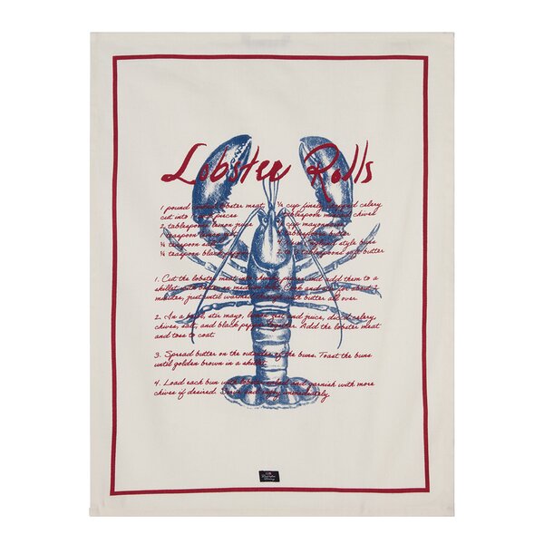 Lobster roll kjøkkenhåndkle 70x50 cm hvit/rød