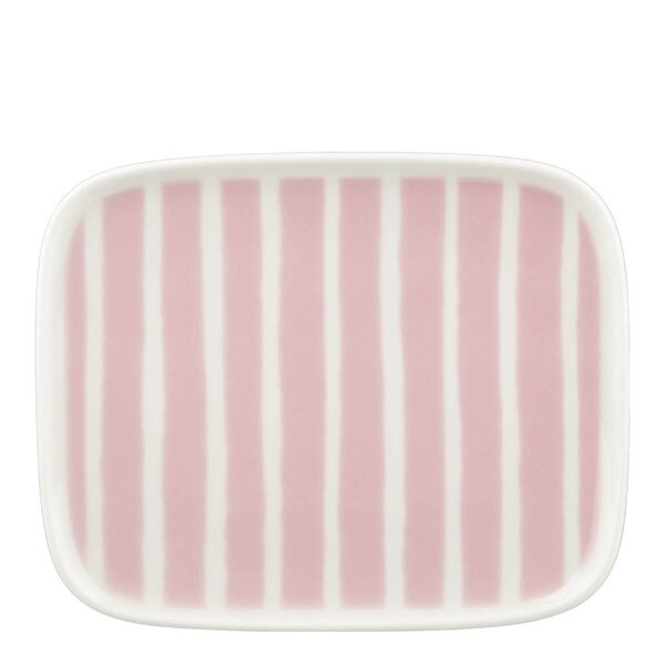 Piccolo asjett rektangulær 15x12 cm hvit/rosa
