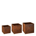 Plantkasse kube 3 stk 24/21/18 cm rust