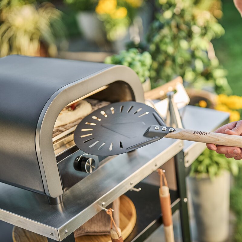 Napo pizzaspade 70x20 cm gun metal/natur