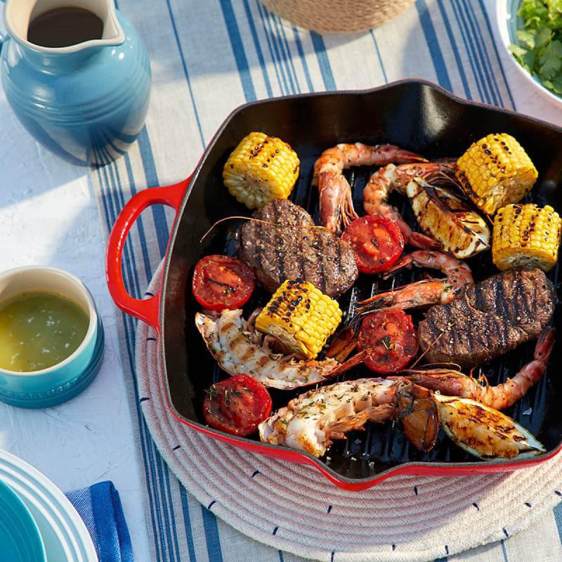 Dyp grillpanne støpejern 30 cm cerise