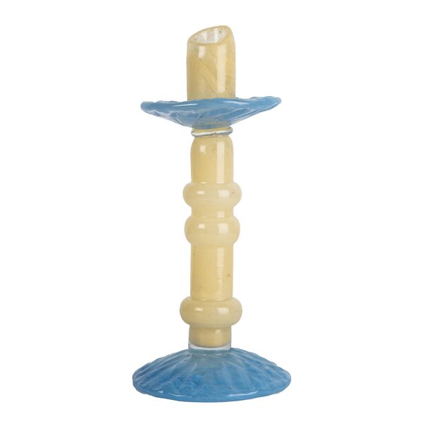 Lara lysestake 26 cm lys beige/lys blå