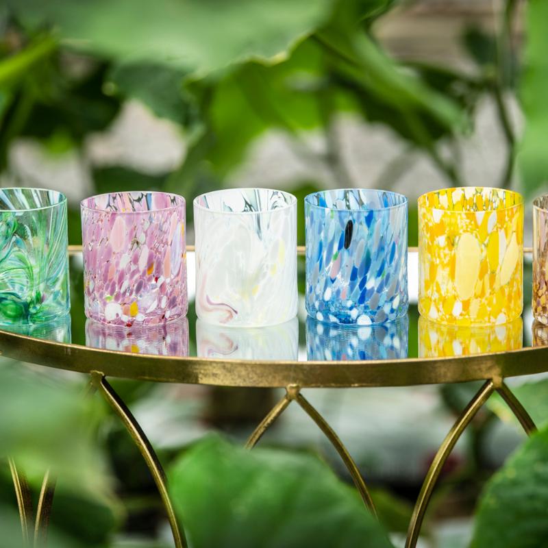 Swirl drikkeglass/lykt 35 cl hvit multi