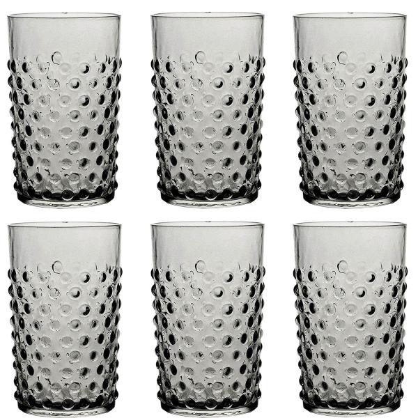 Hobnail glass 20 cl 6 stk grey smoke