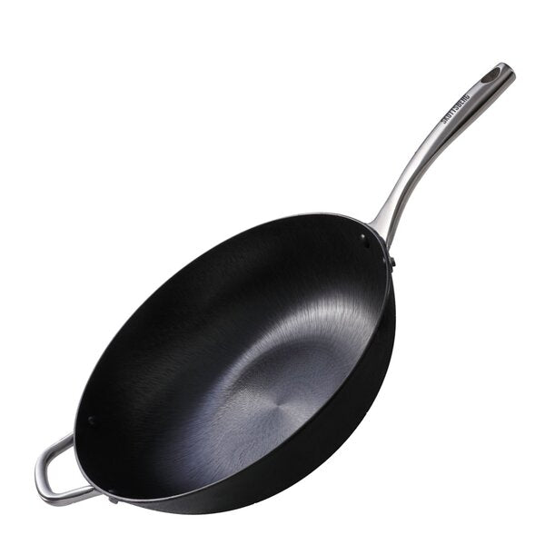 Wokpanne i støpejern 34 cm