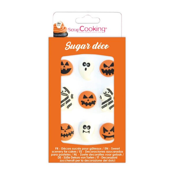 Halloween spiselig kakepynt 9 stk oransje/hvit