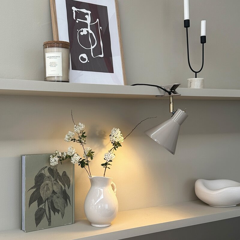Sleep vegglampe med klemme 16 cm beige