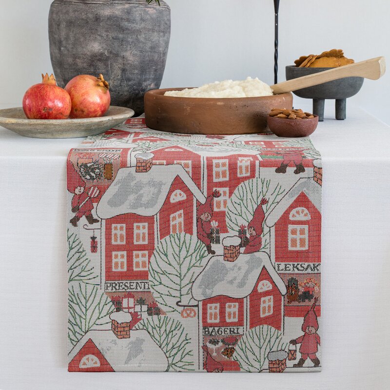 Tomtebyn  løper 35x120 cm rød