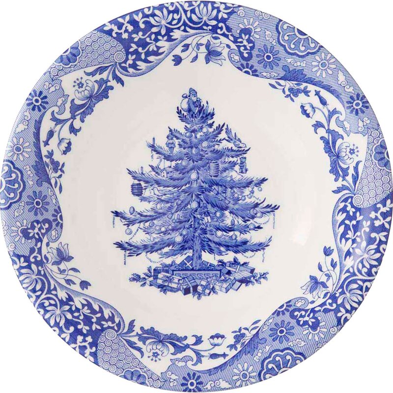 Blue Italian Christmas Tree skål 20 cm blå/hvit