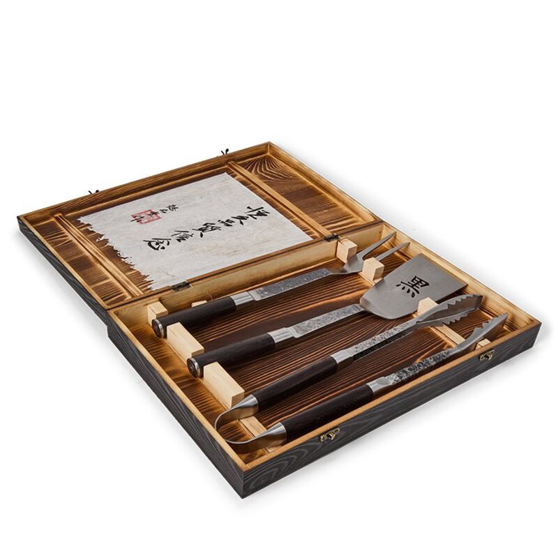 Kuro BBQ sett 3 deler brun/rustfri