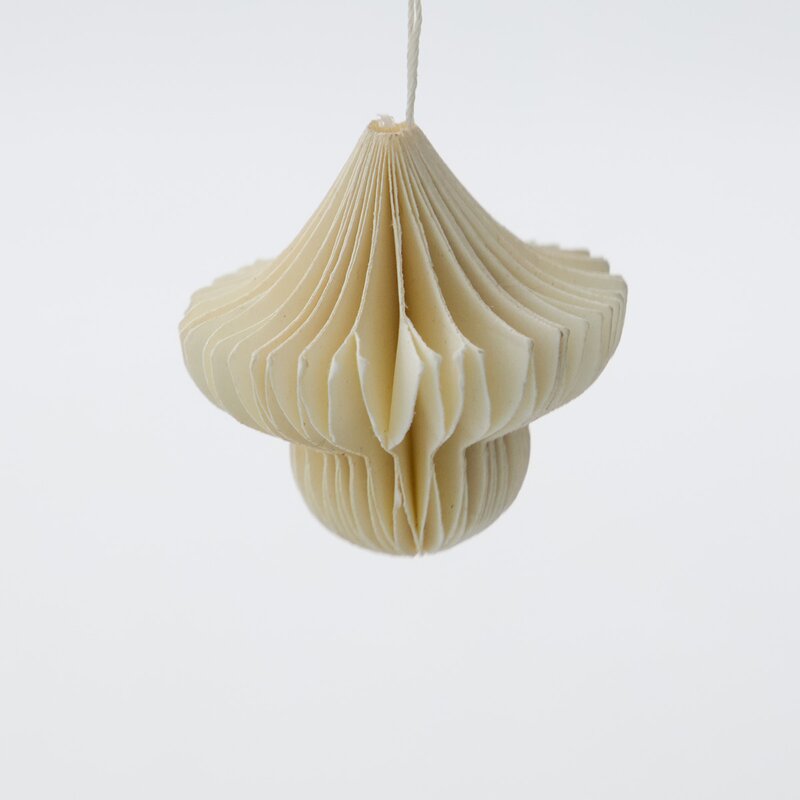Comb juletrepynt papir 6 stk off white