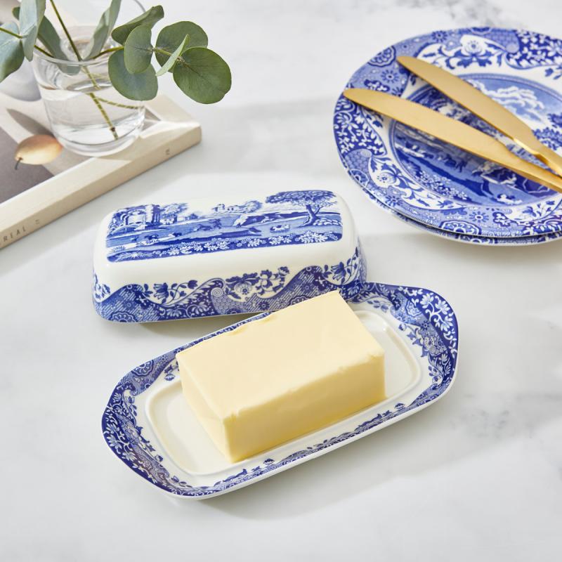Blue Italian smørboks blå/hvit