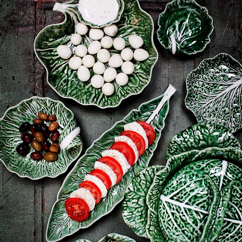Cabbage serveringsfat kålblad 28x20 cm grønn
