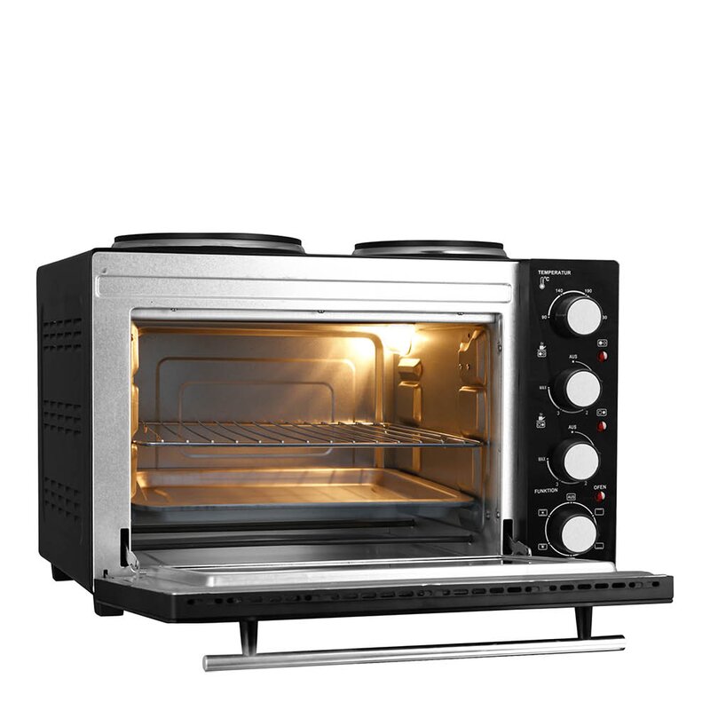 Ovn med to kokeplater 3200W 32L svart