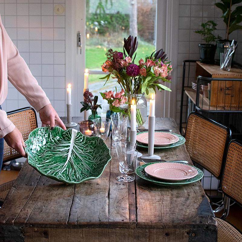 Cabbage salatskål kålblad 32,5 cm grønn