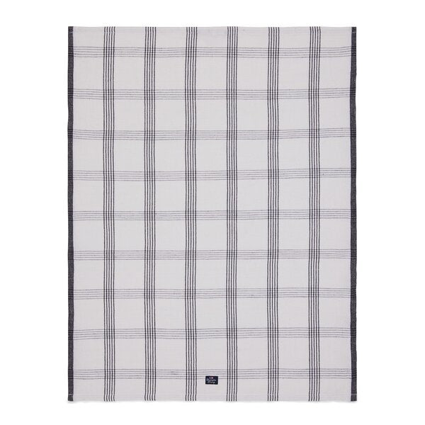 Rutete kjøkkenhåndkle i lin/bomull 70x50 cm hvit/svart