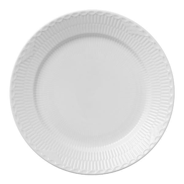 Hvit Riflet Halvblonde tallerken 25 cm