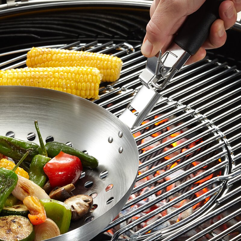 BBQ grønnsakswok 28 cm avtagbart håndtak stål