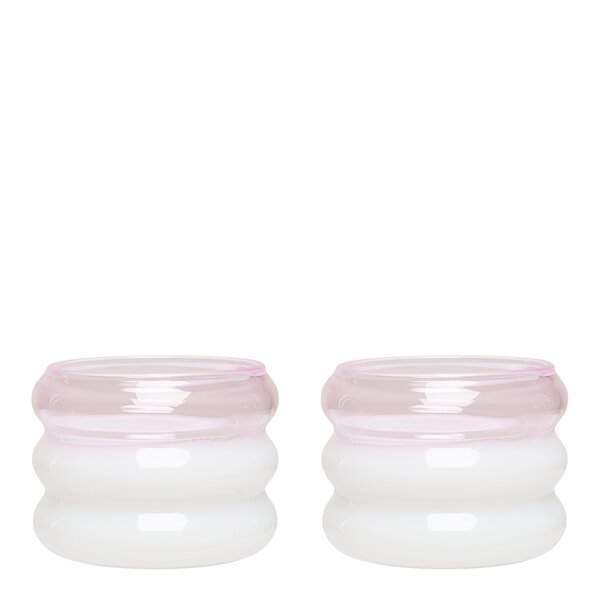 Bubble. telysholder 2 stk 5,6 cm milky white/pink