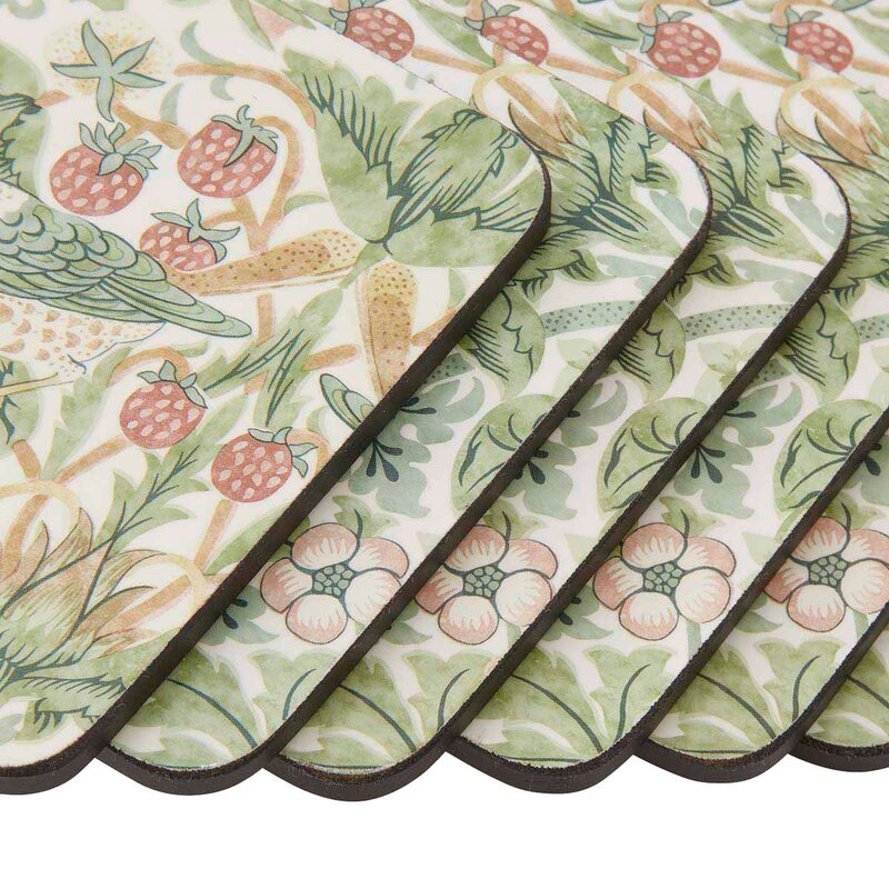 Morris & Co Strawberry Thief glassunderlag 6 stk grønn