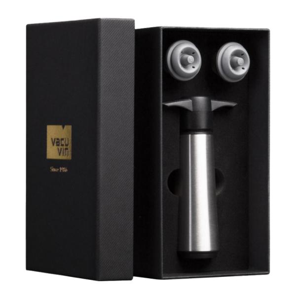 Wine Saver 3 stk gaveeske svart/sølv