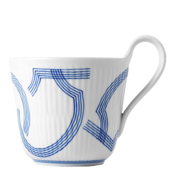 Motif høyhankskopp 33 cl blå/hvit