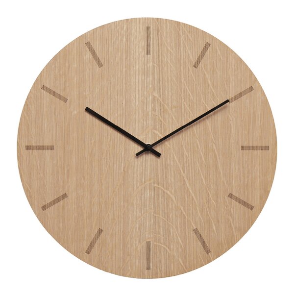 Light Oak veggklokke 38 cm lys eik m/svart viser