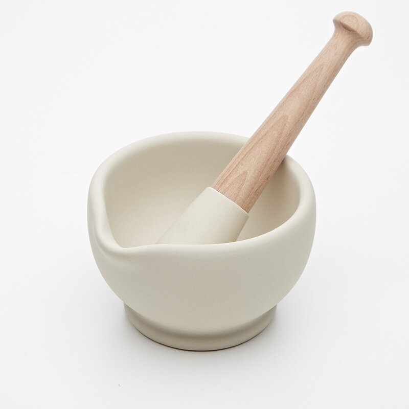 Morter og pistill 11 cm hvit