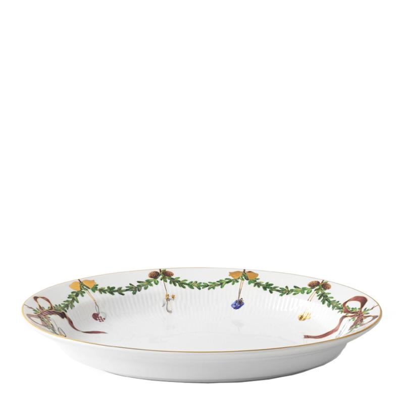 Stjerne Riflet Jul ovalt fat 34 cm