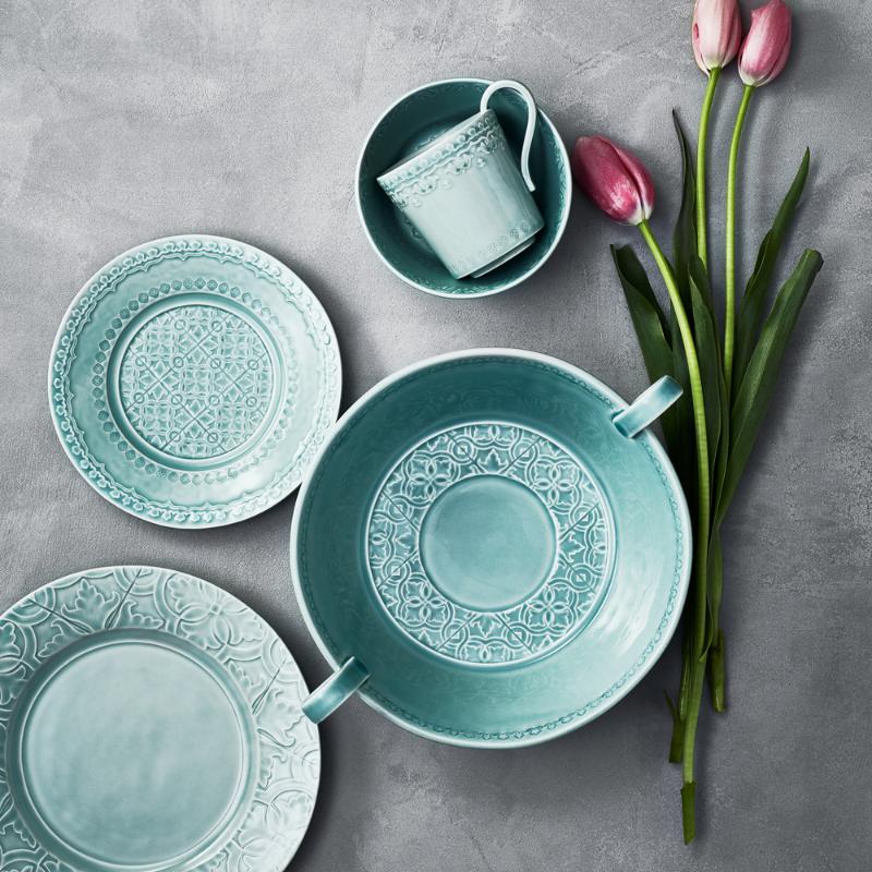 Rua Nova tallerken flat 28 cm aqua