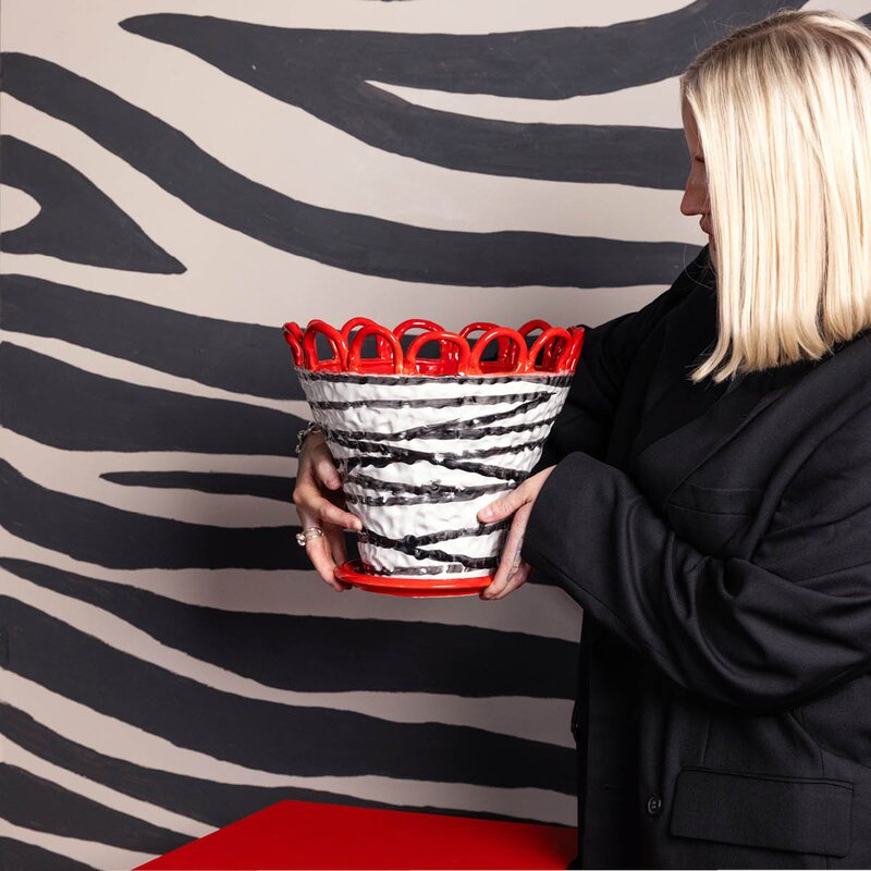 Patty krukke L 30x26,5 cm zebra/rød