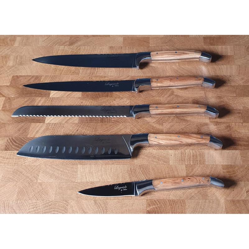 Knivsett 5 deler m/magnetisk blokk oliventre