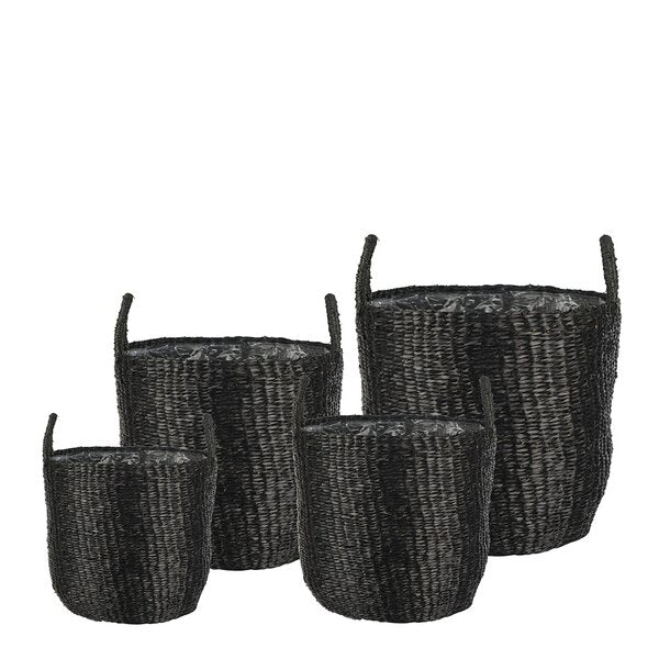 Pottekurv sjøgress 4 stk 35+30+25+20 cm svart