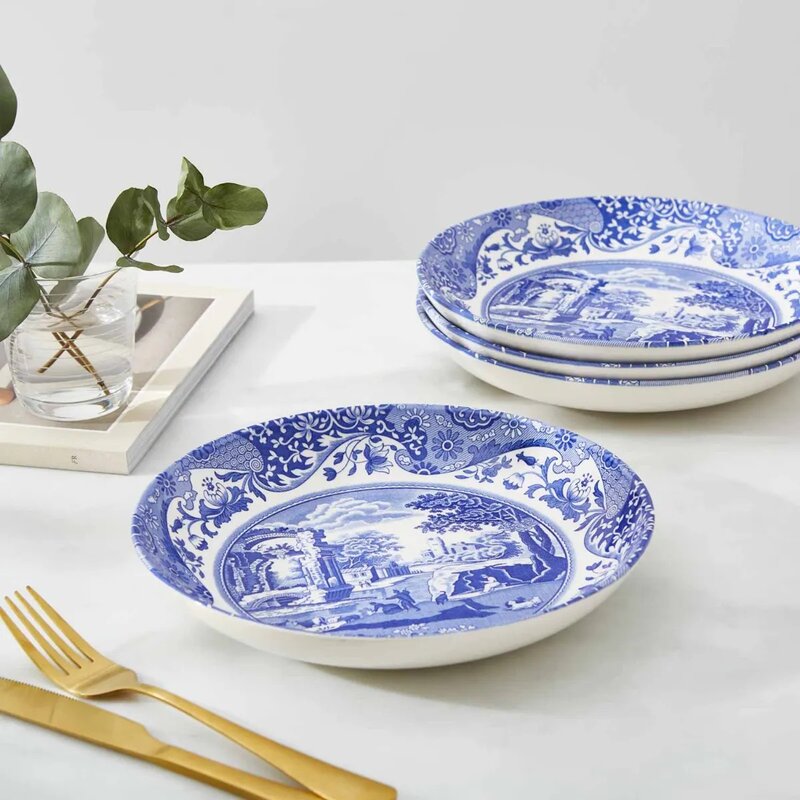 Blue Italian pastabolle 23 cm blå/hvit