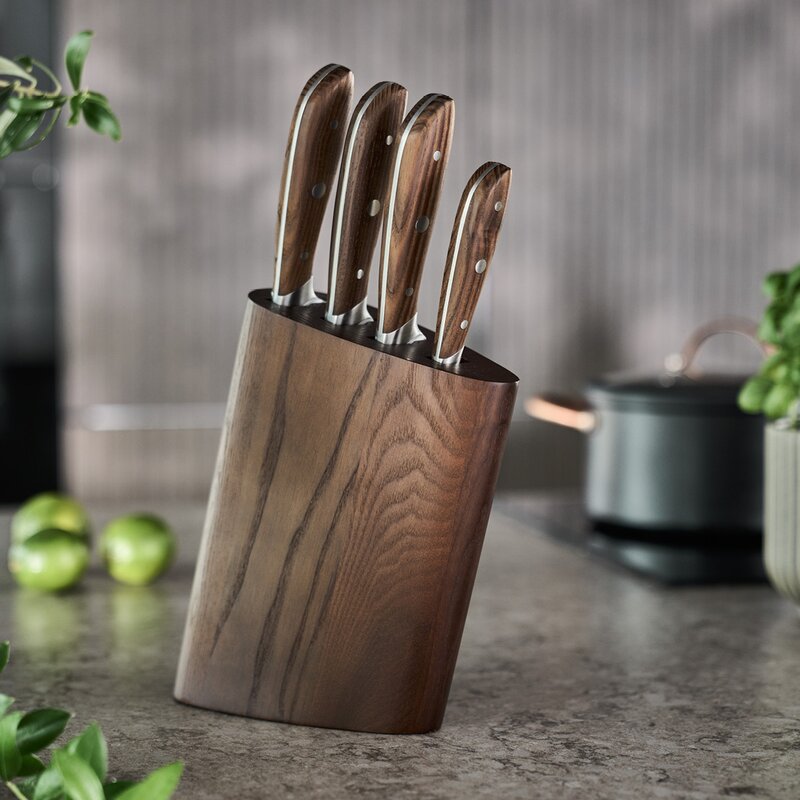 Nord knivsett 4 kniver med knivblokk ask