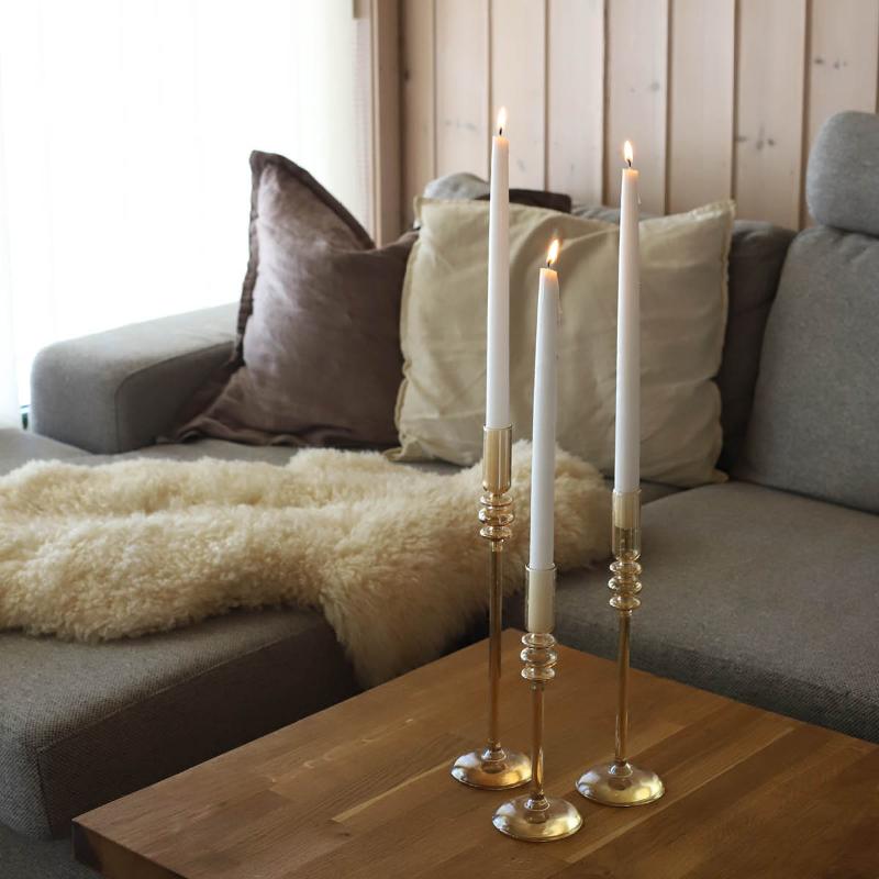 Ornate lysestake 25 cm champagnefarget luster