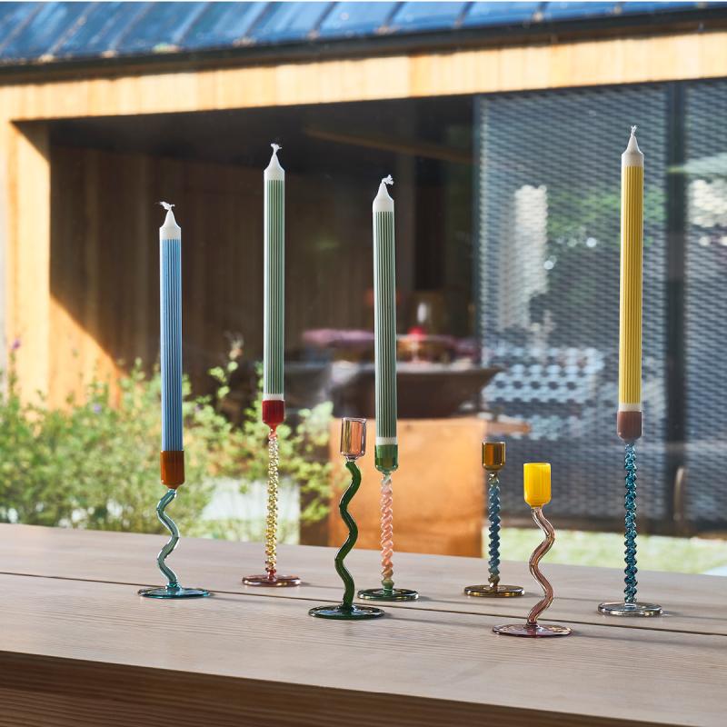 Styles lysestake glass 7,4x20,3 cm gul/rød