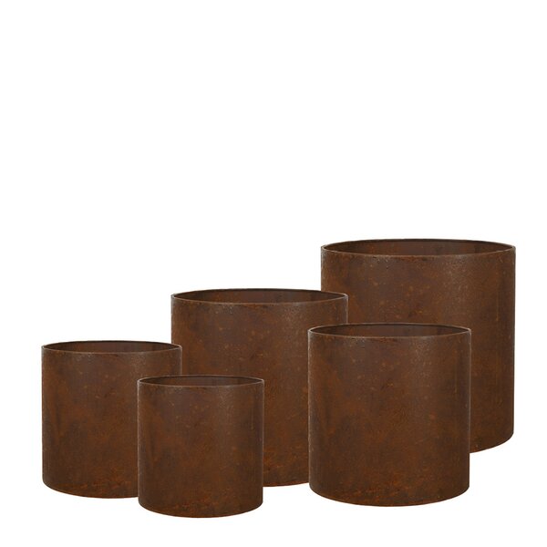 Krukker rund 5 stk 33/31/27/24/21 cm rust