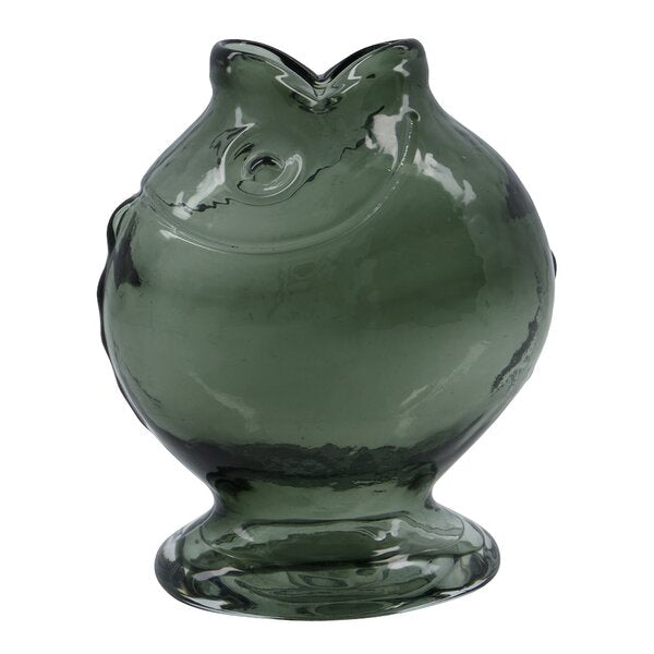 Fish vase 17,5 cm røkt grå
