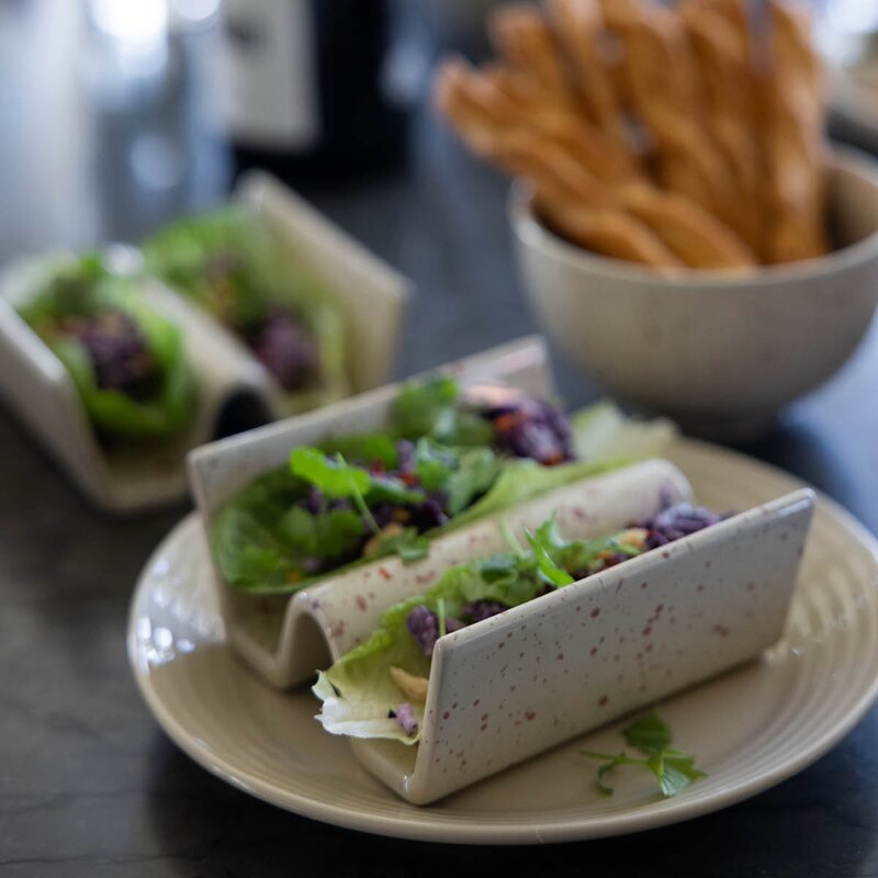 Ditte taco-stativ 2 stk beige/burgunder